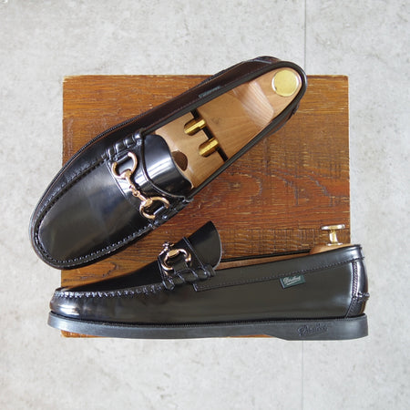 極美品★パラブーツ SIZE 7.5【貴重★ユナイテッドアローズ別注/CORAUX MORS】ビットローファー/黒/メンズ/UNITED ARROWS/Paraboot★o876
