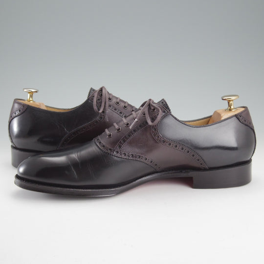 極美品★ヒロシツボウチ SIZE 8.5【コンビ仕様★サドルシューズ/HTV-0802】カーフ/黒×濃茶/メンズ/HIROSHI TSUBOUCHI★o325