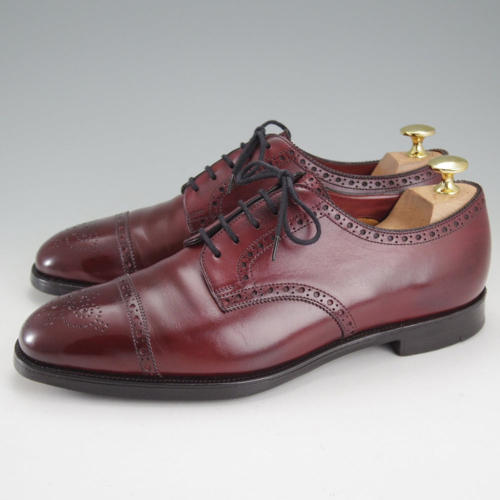 極上★エドワードグリーン 6D【現行定価20万円以上★純正シューツリー付/CARDIFF/808ラスト】セミブローグ/カーフ/赤茶/EDWARD GREEN★o327
