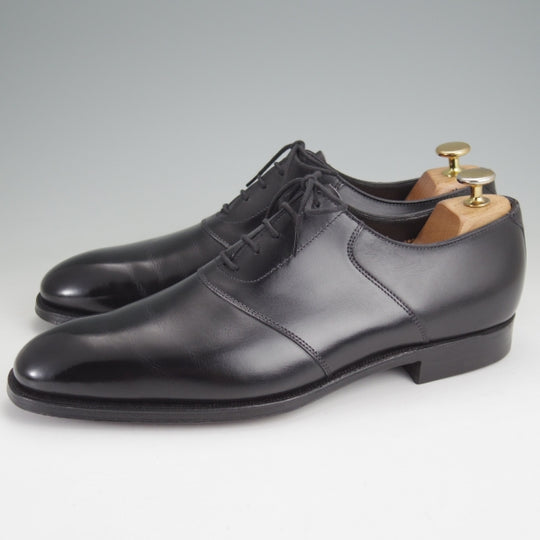 未使用★クロケット&ジョーンズ 8D【ハンドグレードライン★プレーントゥ/LENNOX】サドルシューズ/カーフ/黒/Crockett&Jones★n309