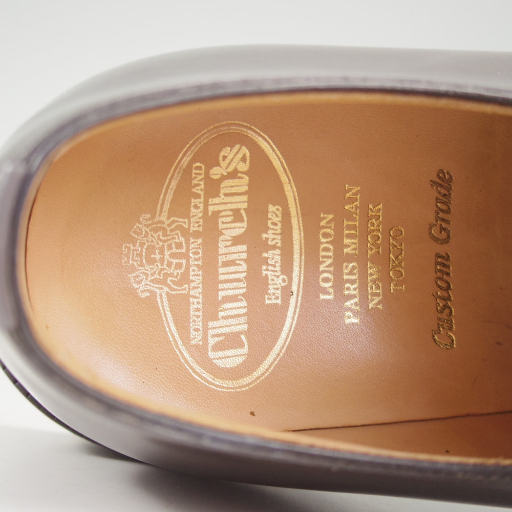 極上★チャーチ 80F/UK8【定価￥214,500-★SHANNON/シャノン】103ラスト/プレーントゥ/ポリッシュドバインダーカーフ/灰/Church's★p453