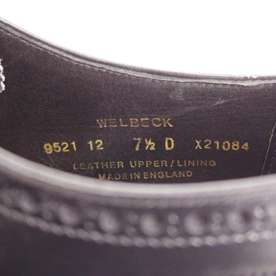 極美品★クロケット&ジョーンズ 7.5D【定価￥132,000-★ハンドグレードライン/WELBECK】337ラスト/セミブローグ/黒/Crockett&Jones★o874