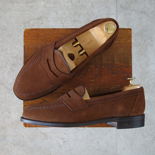 未使用★(英)Loake/ローク 8.5F【グッドイヤーウェルテッド製法★ETON/コインローファー】イートン/スエード/濃茶/メンズ★n827