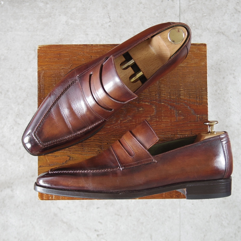 ★(仏)ベルルッティ SIZE 8【現行定価30万円以上★ANDY/アンディ】濃茶系パティーヌ/コインローファー/カーフ/メンズ/Berluti★o340