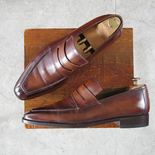 ★(仏)ベルルッティ SIZE 8【現行定価30万円以上★ANDY/アンディ】濃茶系パティーヌ/コインローファー/カーフ/メンズ/Berluti★o340