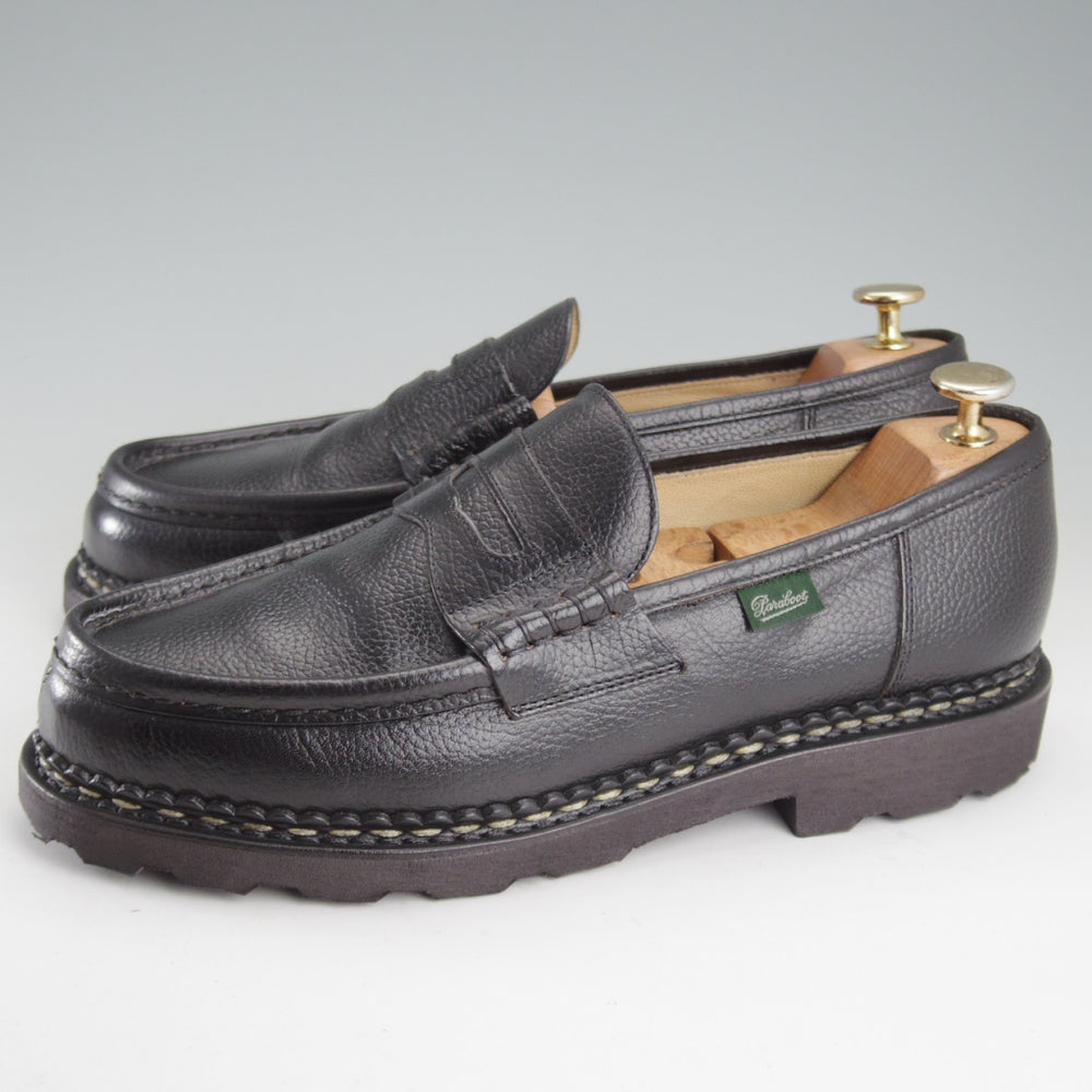 極美品★パラブーツ SIZE 7.5【定価￥96,800-★ランス/REIMS】コインローファー/グレインレザー/黒/メンズ/Paraboot★o882