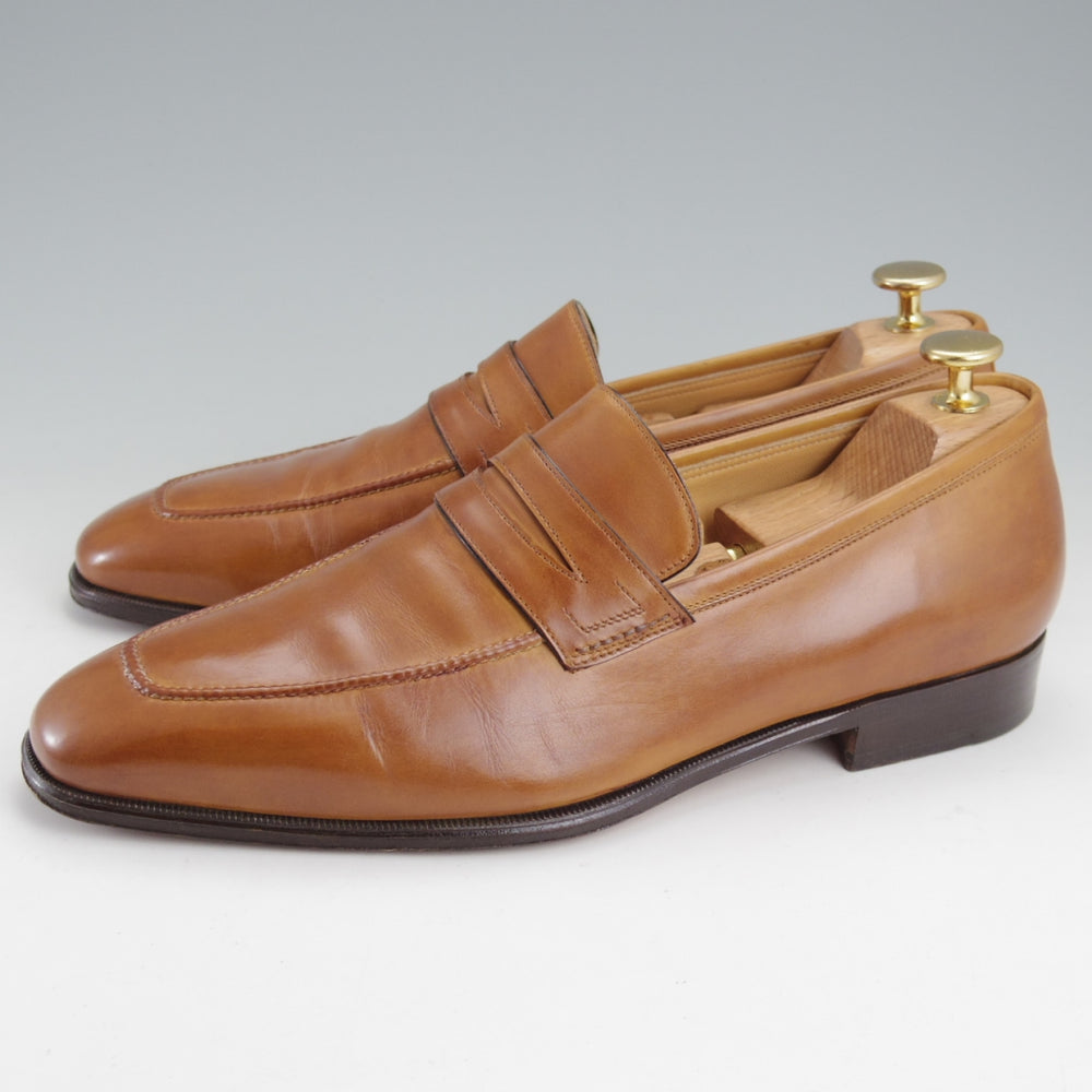 美品★(伊)タニノクリスチー SIZE 7【定価15万円以上★コインローファー/薄茶】カーフ/メンズ/TANINO CRISCI★n825