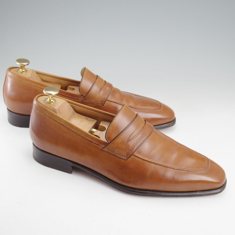 美品★(伊)タニノクリスチー SIZE 7【定価15万円以上★コインローファー/薄茶】カーフ/メンズ/TANINO CRISCI★n825