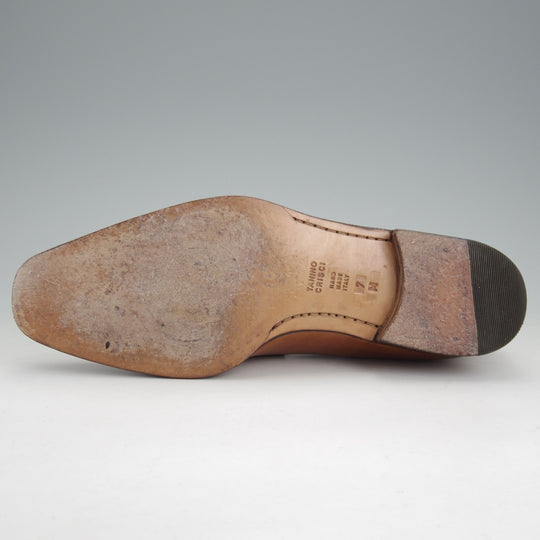 美品★(伊)タニノクリスチー SIZE 7【定価15万円以上★コインローファー/薄茶】カーフ/メンズ/TANINO CRISCI★n825