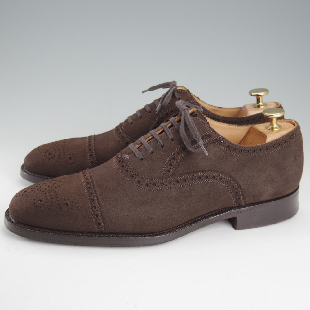 美品★チャーチ 75F/UK7.5【最上級★ロイヤルコレクション/CAPEBUCK(アンテロープ革)/002ラスト】EDWARD/セミブローグ/濃茶/Church's★o886