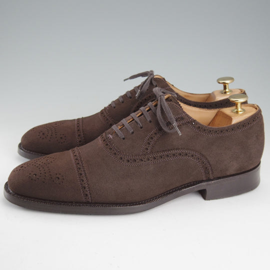 美品★チャーチ 75F/UK7.5【最上級★ロイヤルコレクション/CAPEBUCK(アンテロープ革)/002ラスト】EDWARD/セミブローグ/濃茶/Church's★o886