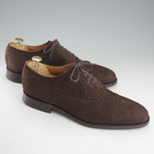 美品★チャーチ 75F/UK7.5【最上級★ロイヤルコレクション/CAPEBUCK(アンテロープ革)/002ラスト】EDWARD/セミブローグ/濃茶/Church's★o886