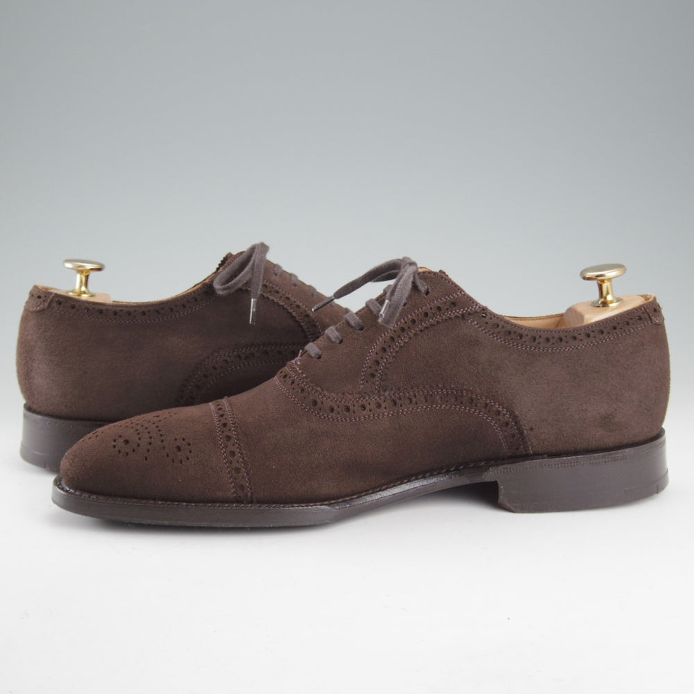 美品★チャーチ 75F/UK7.5【最上級★ロイヤルコレクション/CAPEBUCK(アンテロープ革)/002ラスト】EDWARD/セミブローグ/濃茶/Church's★o886