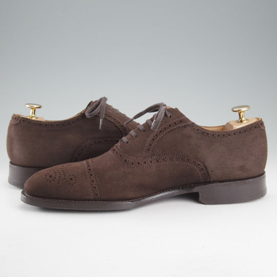 美品★チャーチ 75F/UK7.5【最上級★ロイヤルコレクション/CAPEBUCK(アンテロープ革)/002ラスト】EDWARD/セミブローグ/濃茶/Church's★o886