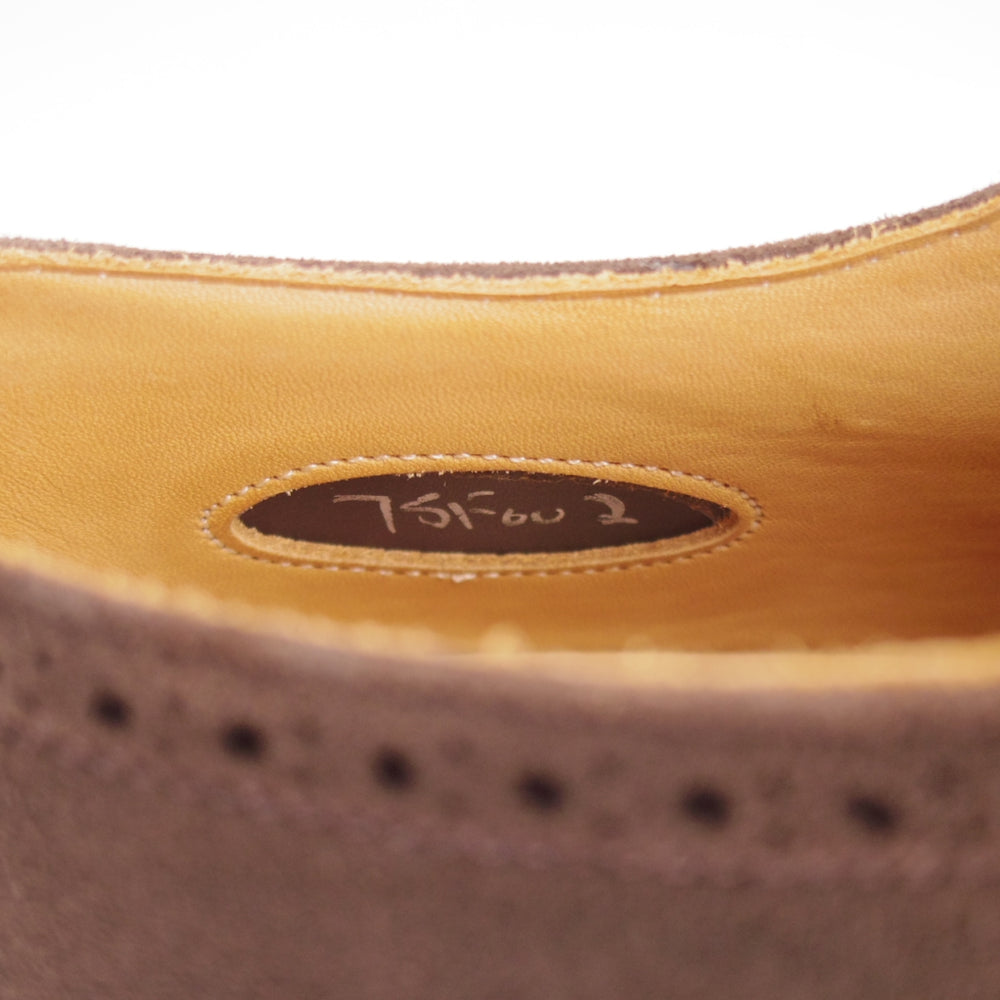 美品★チャーチ 75F/UK7.5【最上級★ロイヤルコレクション/CAPEBUCK(アンテロープ革)/002ラスト】EDWARD/セミブローグ/濃茶/Church's★o886