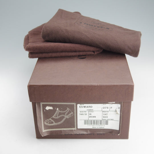 美品★チャーチ 75F/UK7.5【最上級★ロイヤルコレクション/CAPEBUCK(アンテロープ革)/002ラスト】EDWARD/セミブローグ/濃茶/Church's★o886