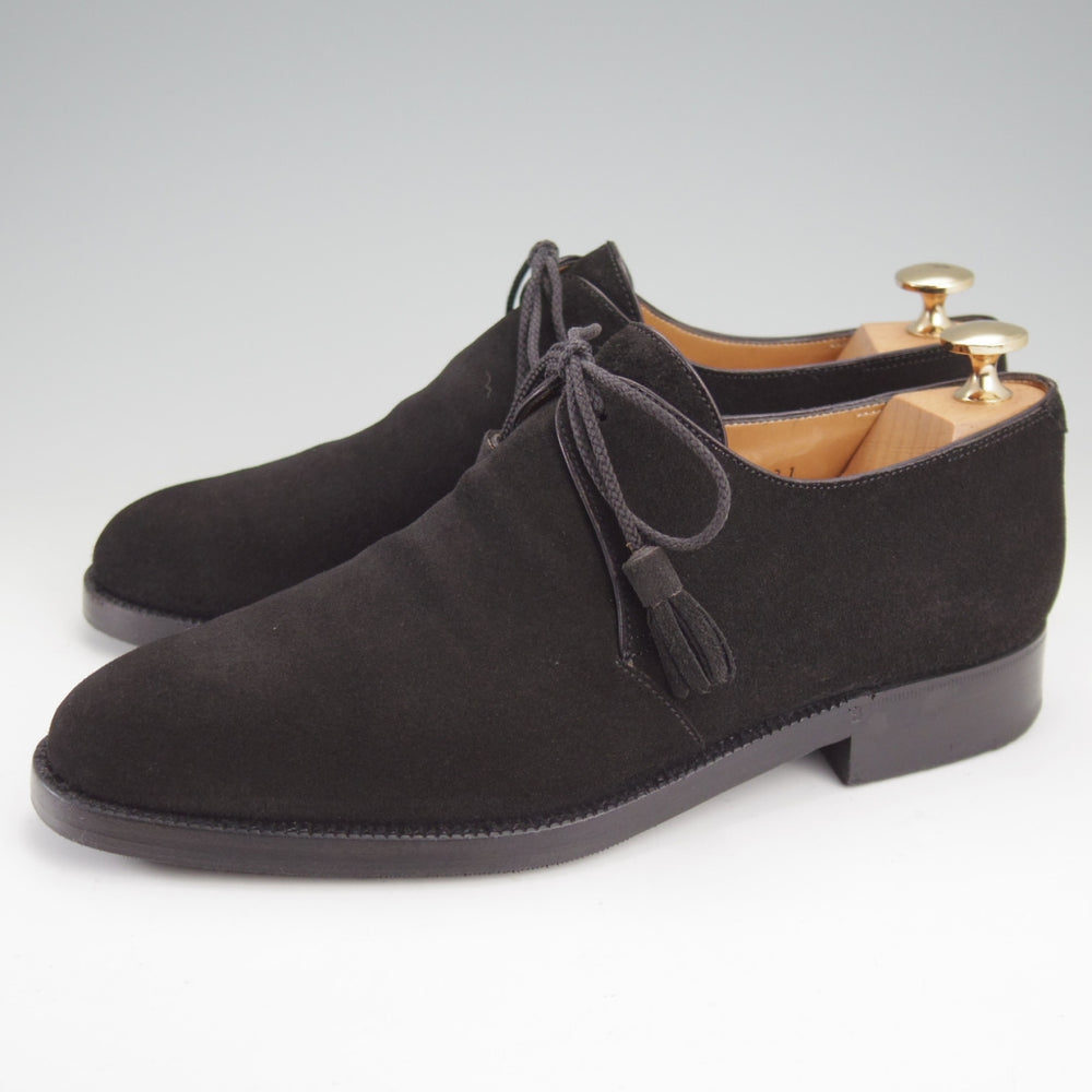 極上★(仏)ベルルッティ SIZE 6【ブラックラピド製法★プレーントゥ/Vフロント】スエード/黒/メンズ/Berluti★n835