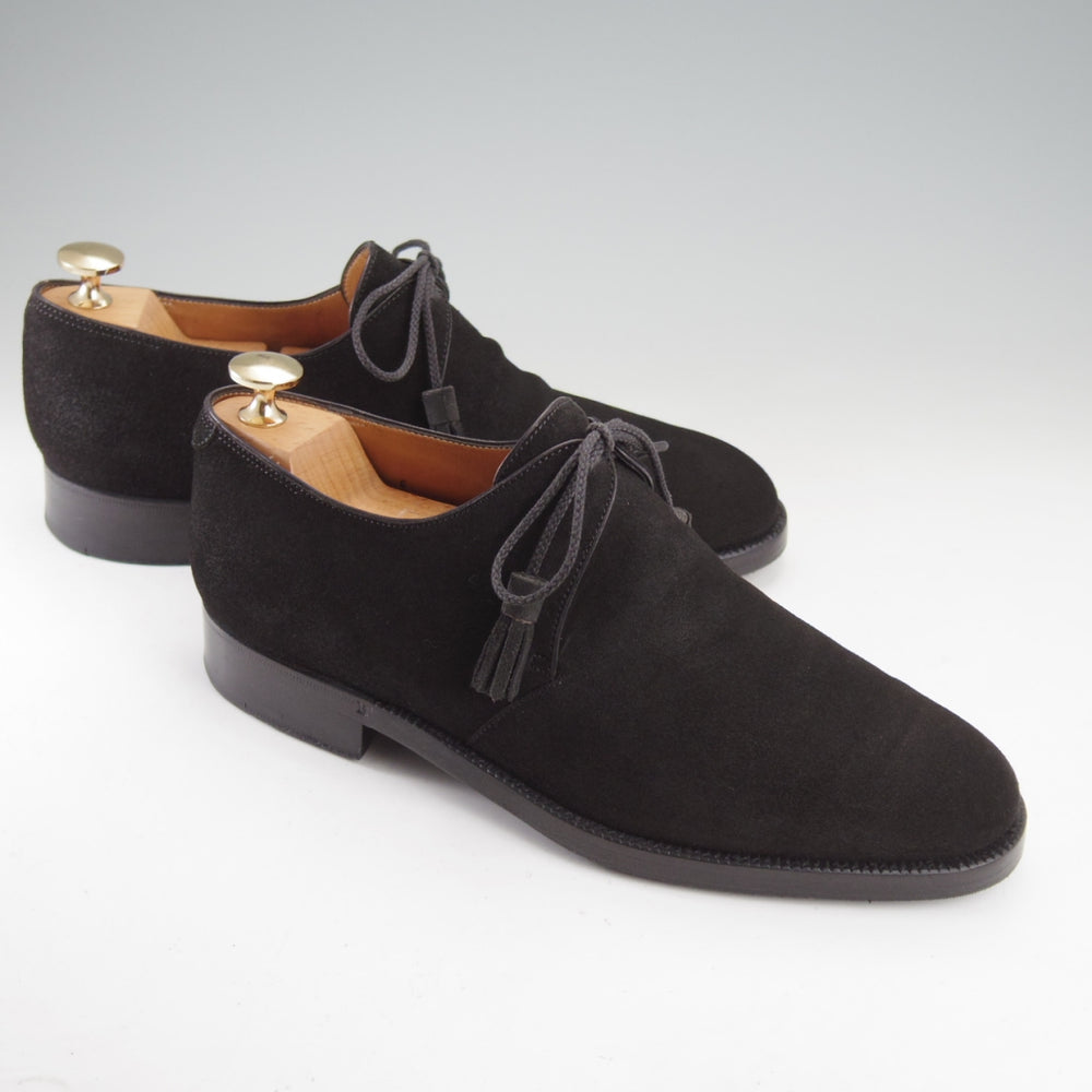 極上★(仏)ベルルッティ SIZE 6【ブラックラピド製法★プレーントゥ/Vフロント】スエード/黒/メンズ/Berluti★n835