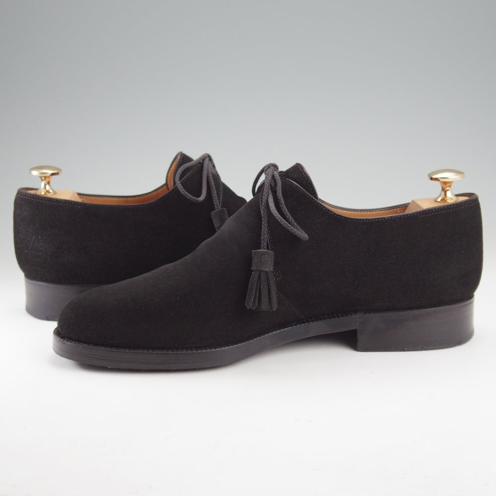 極上★(仏)ベルルッティ SIZE 6【ブラックラピド製法★プレーントゥ/Vフロント】スエード/黒/メンズ/Berluti★n835