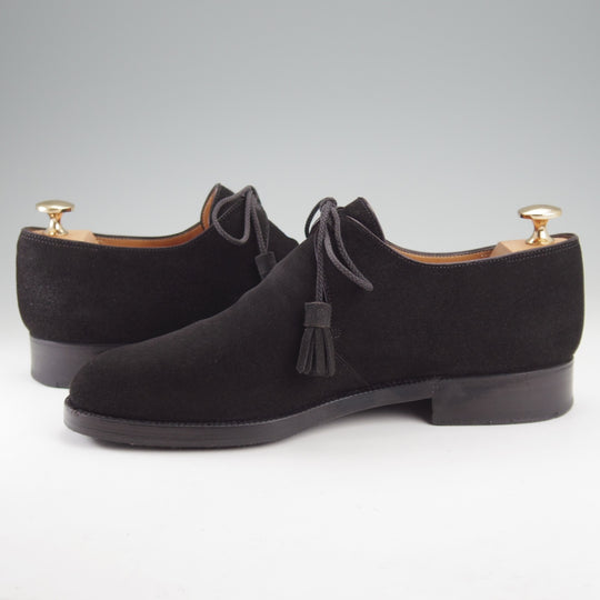 極上★(仏)ベルルッティ SIZE 6【ブラックラピド製法★プレーントゥ/Vフロント】スエード/黒/メンズ/Berluti★n835