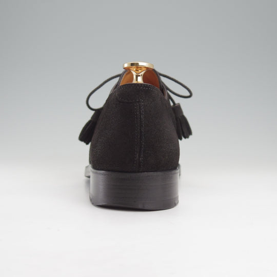 極上★(仏)ベルルッティ SIZE 6【ブラックラピド製法★プレーントゥ/Vフロント】スエード/黒/メンズ/Berluti★n835