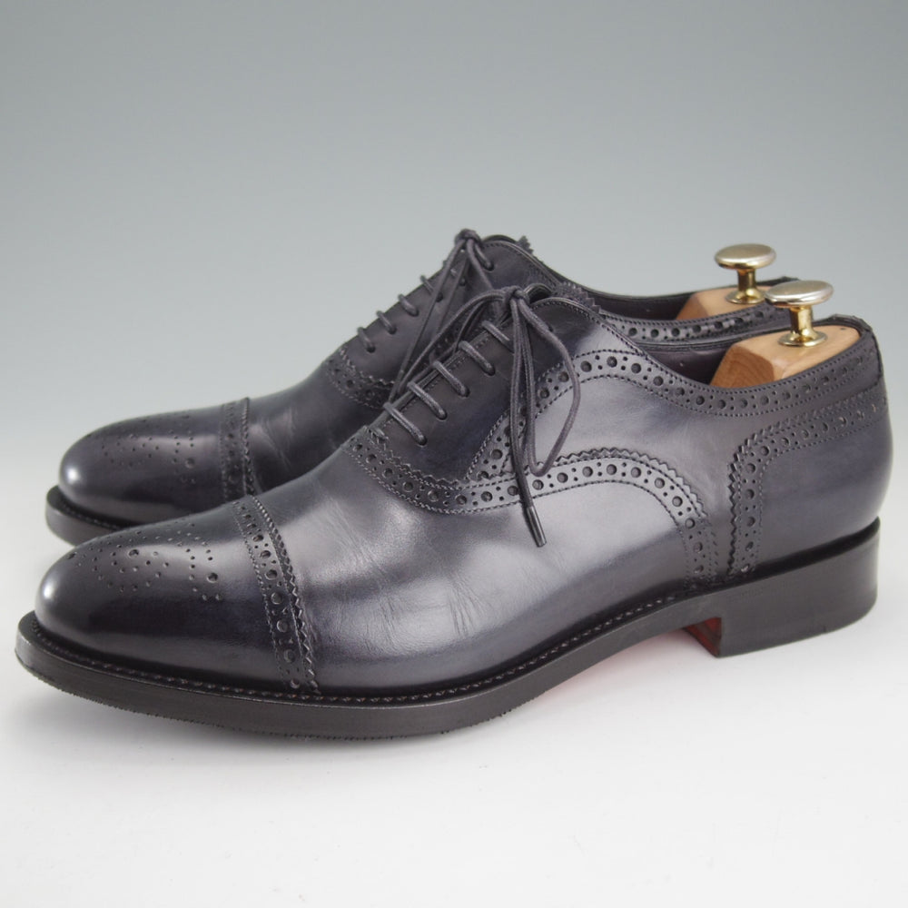 美品★(伊)サントーニ SIZE 6【上級★グッドイヤーウェルテッド製法/セミブローグ】カーフ/濃紺/メンズ/Santoni★o352