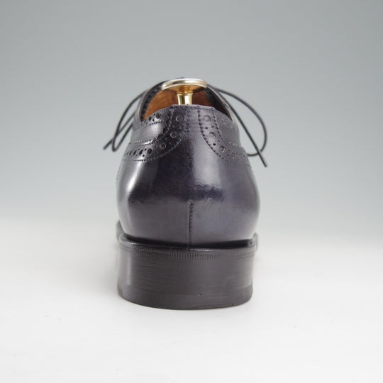 美品★(伊)サントーニ SIZE 6【上級★グッドイヤーウェルテッド製法/セミブローグ】カーフ/濃紺/メンズ/Santoni★o352