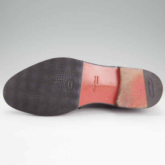 美品★(伊)サントーニ SIZE 6【上級★グッドイヤーウェルテッド製法/セミブローグ】カーフ/濃紺/メンズ/Santoni★o352