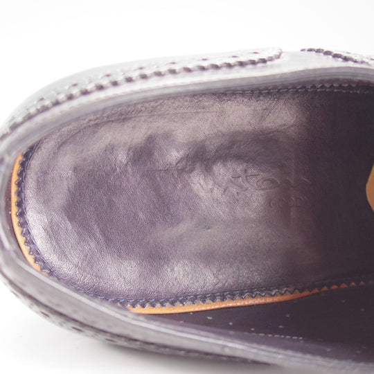 美品★(伊)サントーニ SIZE 6【上級★グッドイヤーウェルテッド製法/セミブローグ】カーフ/濃紺/メンズ/Santoni★o352