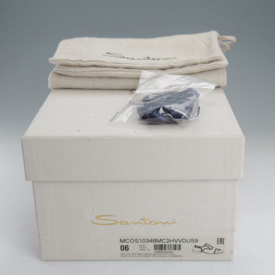 美品★(伊)サントーニ SIZE 6【上級★グッドイヤーウェルテッド製法/セミブローグ】カーフ/濃紺/メンズ/Santoni★o352