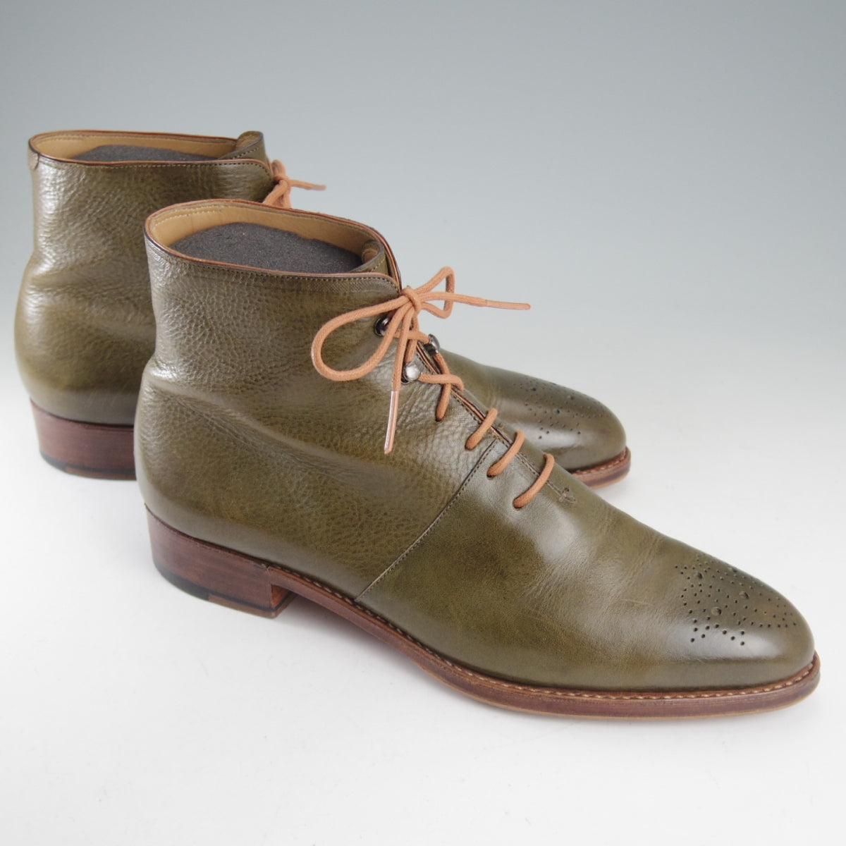 hand sewn welted boot maker o.e. ブーツ 灰緑 レディース 25cm 中古
