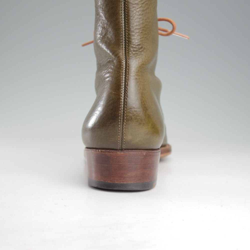 極上★(浅草)hand sewn welted boot maker o.e.(レディース) 25cm程度【ハンドソーンウェルテッド製法★ブーツ】オリーブ/カーフ★o901