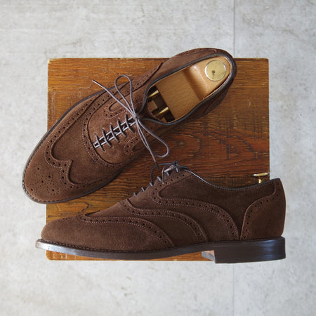 未使用★(米)アレンエドモンズ 6.5D【現行定価13万円程度★McClain/フルブローグ】マクレーン/スエード/濃茶/メンズ/ALLEN EDMONDS★o357