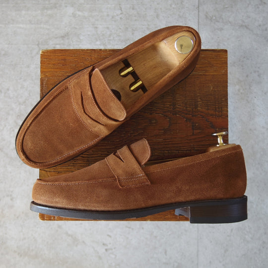 極美品★パラブーツ SIZE 8【現行定価9万円以上★DAX/ダックス】ギャラクシーソール/コインローファー/スエード/茶/Paraboot★o363