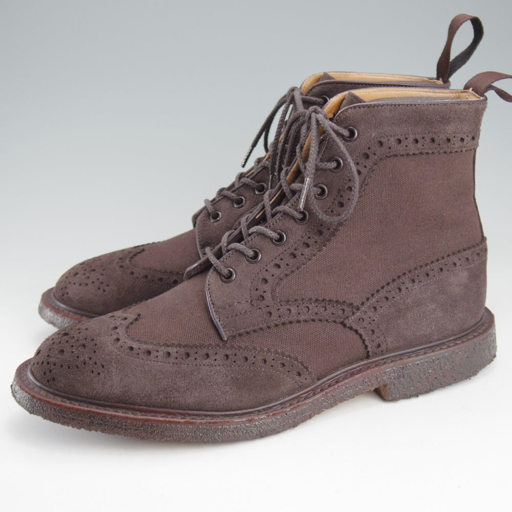極上★トリッカーズ SIZE 8【現行定価14万円以上★カントリーブーツ/SHIPS別注】スエード×キャンバス/コンビ/濃茶/Tricker's★o358