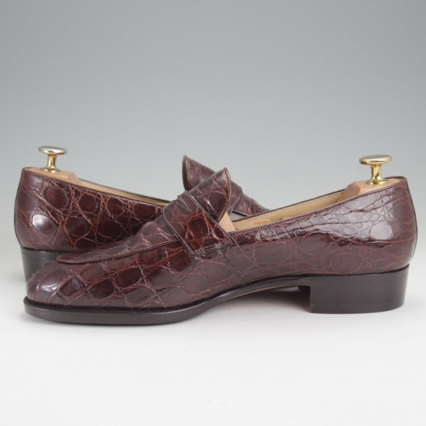 美品★(伊)タニノクリスチー SIZE 6【高額★クロコダイル仕様/コインローファー】スリッポン/濃茶/メンズ/TANINO CRISCI★n351