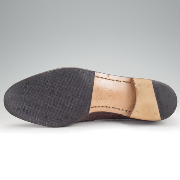 美品★(伊)タニノクリスチー SIZE 6【高額★クロコダイル仕様/コインローファー】スリッポン/濃茶/メンズ/TANINO CRISCI★n351