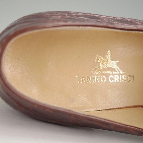 美品★(伊)タニノクリスチー SIZE 6【高額★クロコダイル仕様/コインローファー】スリッポン/濃茶/メンズ/TANINO CRISCI★n351