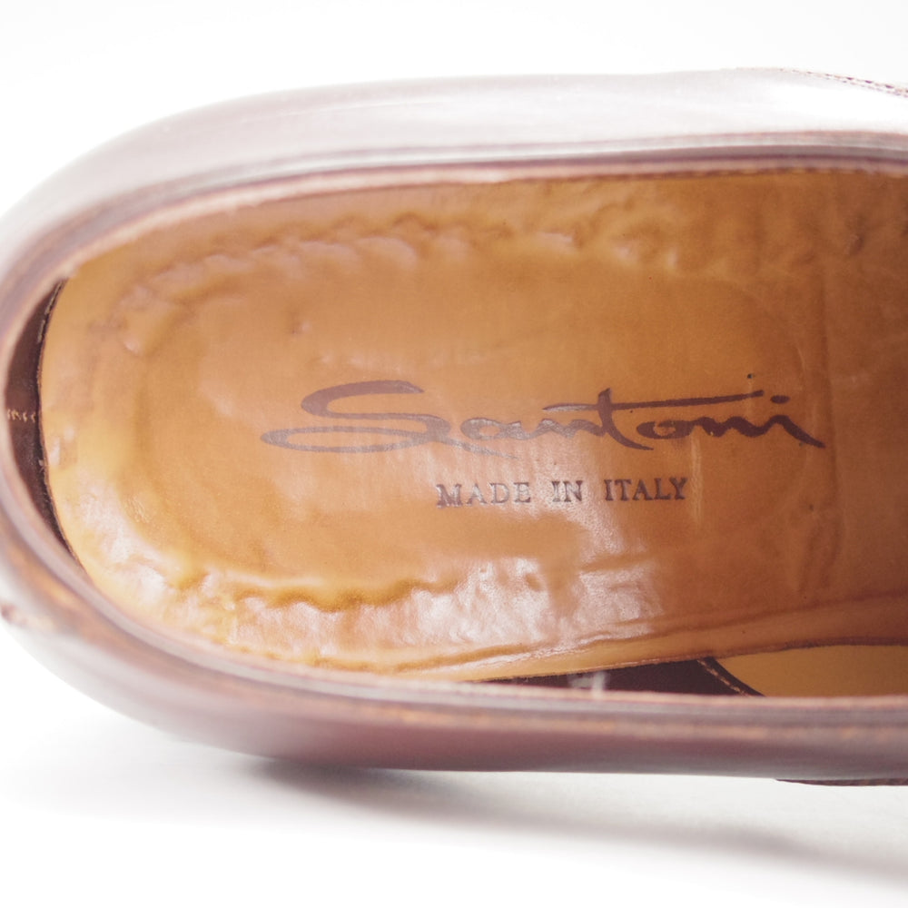 美品★(伊)サントーニ SIZE 6.5【ブラックラピド製法★Uチップ/オイルドレザー】濃茶/メンズ/Santoni★o362