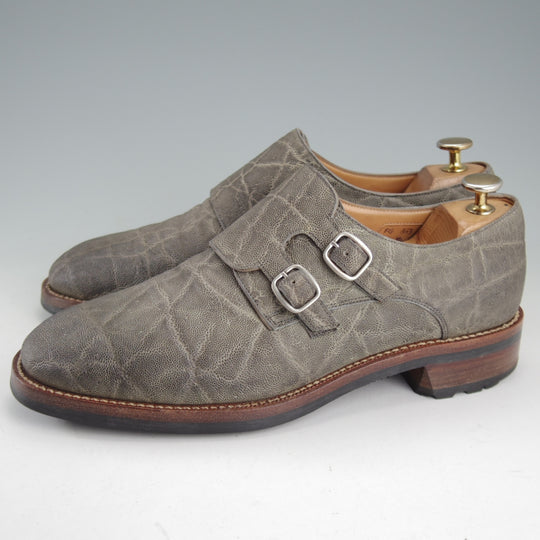極上★(伊)F.LLIジャコメッティ SIZE 40.5【定価￥145,800-★象革/エレファントレザー/FG353】ダブルモンク/灰/Giacometti★p495