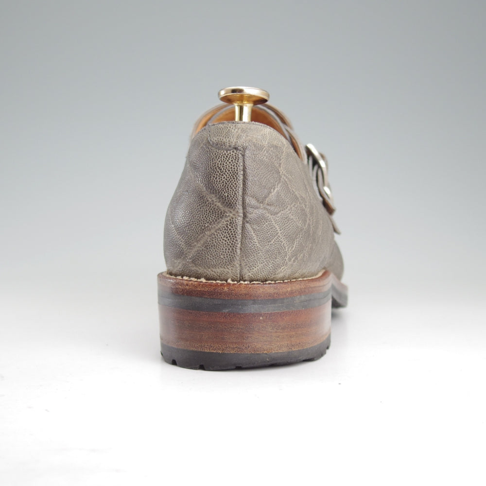 極上★(伊)F.LLIジャコメッティ SIZE 40.5【定価￥145,800-★象革/エレファントレザー/FG353】ダブルモンク/灰/Giacometti★p495