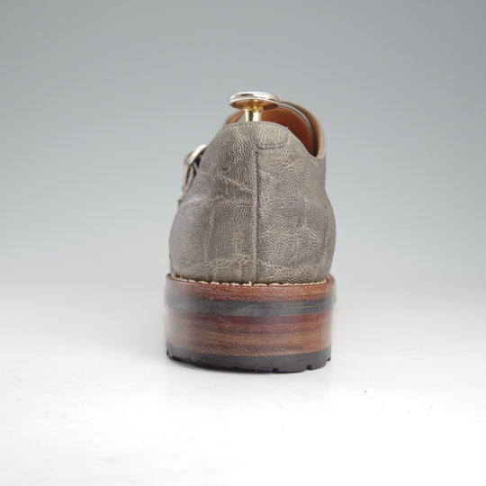 極上★(伊)F.LLIジャコメッティ SIZE 40.5【定価￥145,800-★象革/エレファントレザー/FG353】ダブルモンク/灰/Giacometti★p495