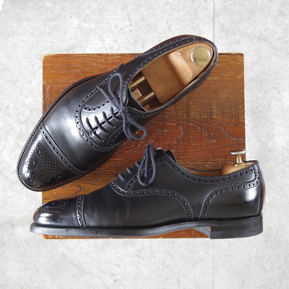 極美品★クロケット&ジョーンズ 6.5E【現行定価10万円以上★CITYソール/YEOVIL】377ラスト/セミブローグ/カーフ/黒/メンズ★p506