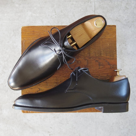 未使用★クロケット&ジョーンズ 8.5D【ハンドグレードライン★BARSTOW/プレーントゥ】Vフロント/カーフ/黒/メンズ/Crockett&Jones★o375