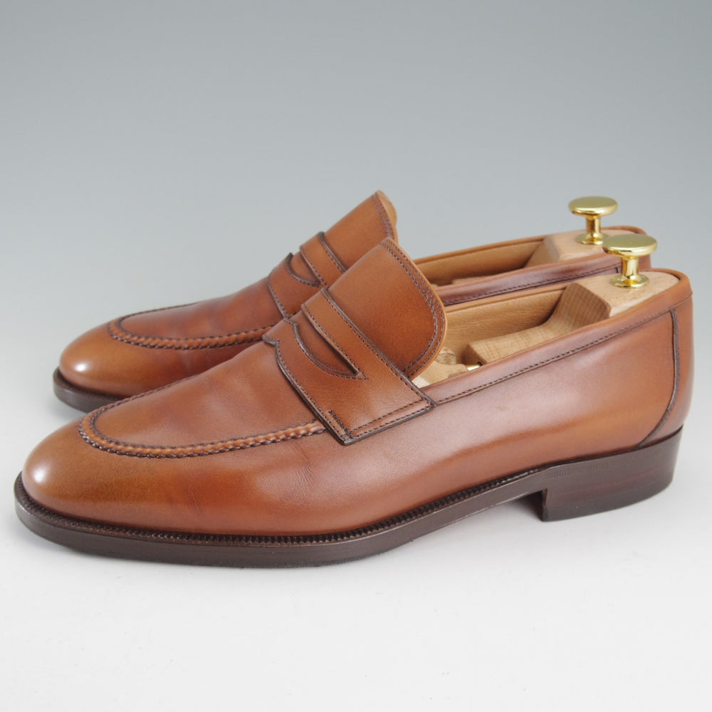 極上★(伊)タニノクリスチー SIZE 6.5【貴重★コインローファー/LEOPOLD】ボックスカーフ/茶/メンズ/TANINO CRISCI★o921