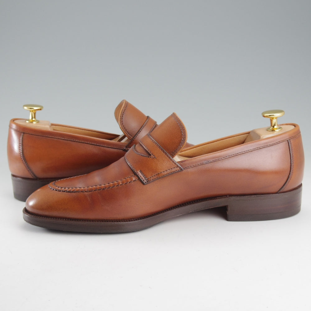極上★(伊)タニノクリスチー SIZE 6.5【貴重★コインローファー/LEOPOLD】ボックスカーフ/茶/メンズ/TANINO CRISCI★o921