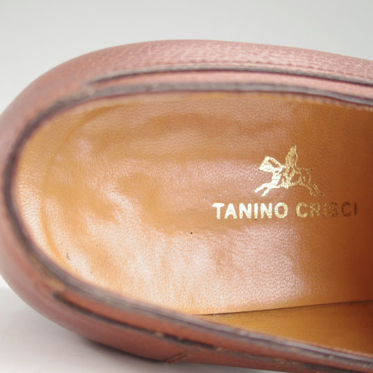 極美品★(伊)タニノクリスチー SIZE 6.5【貴重★ブラックラピド製法/Uチップ】グレインレザー/茶/メンズ/TANINO CRISCI★p503