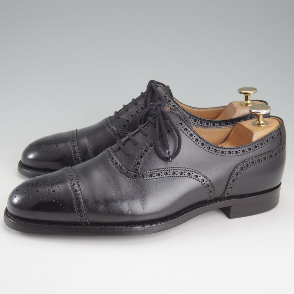 極美品★クロケット&ジョーンズ 6.5E【現行定価10万円以上★CITYソール/YEOVIL】377ラスト/セミブローグ/カーフ/黒/メンズ★p506