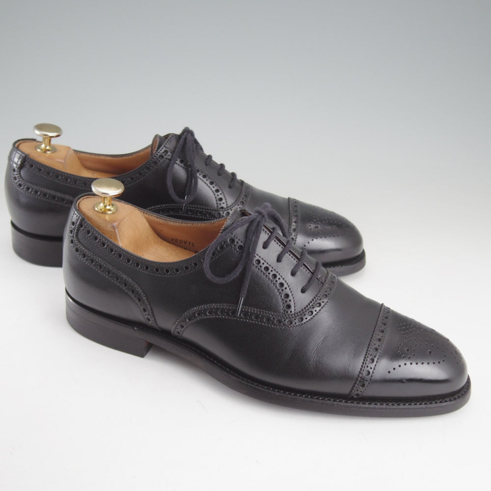 極美品★クロケット&ジョーンズ 6.5E【現行定価10万円以上★CITYソール/YEOVIL】377ラスト/セミブローグ/カーフ/黒/メンズ★p506