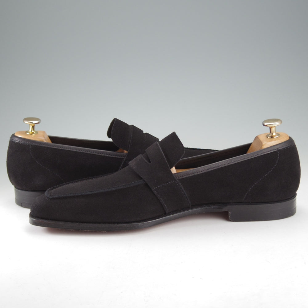 未使用★クロケット&ジョーンズ 8.5E【現行定価10万円以上★JERSEY/348ラスト】コインローファー/スエード/黒/Crockett&Jones★o378